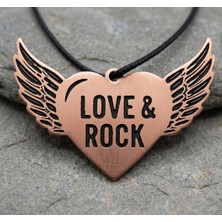 Yerlikaya Bakır Love Rock Kalp Sembol Kanat Kolye Bakır