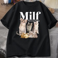  Mılf Adam Kedileri Seviyorum Cottagecore Kediler T Shirt Erkekler Kadınlar Için Kedi Sevgilis 2921
