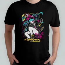  Cyberpunk Edgerunners Unisex %100 Pamuklu Bisiklet Yaka T-Shirt Model 2