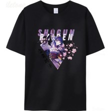  Siyah Raiden Gengenshin Darbe Oyunu Anime TEES100 Yaz Unisex