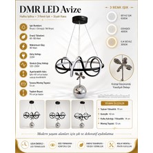 Dmr 1 Toplu Halka Işıltısı Sarkıt LED Avize Siyah Kasa Üç Renk 6500K/4000K/3000K (Beyaz /sarı/ılık Beyaz (Günışığı))