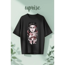 Eren Yeager Dev Attack On Titan Baskılı Pamuklu Oversize T-Shirt