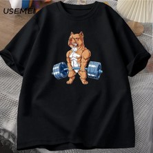  Pit Bull Halter T-Shirt Komik Deadlift Erkekler Spor Salonu Tshirt Erkek Pamuk Kısa Kollu O B 3001