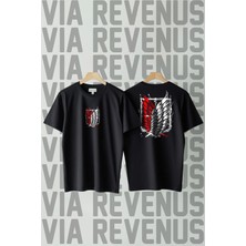  Attack On Titan Ön ve Arka Baskılı %100 Pamuk Geniş Kalıp Unisex Tshirt
