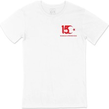  15 Temmuz Baskılı Cep Logo Tasarımlı Beyaz Tişört