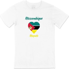  Maputo Mozambik Bayraklı Kalpli Tişört