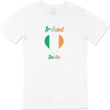  Dublin Irlanda Bayraklı Kalpli Tişört