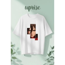  Mikasa Ackerman Attack On Titan Shingeki No Kyojin Baskılı Pamuklu Oversize T-Shirt