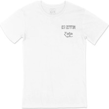  LED Zeppelin Jimmy Page Cep Logo Tasarımlı Beyaz Tişört