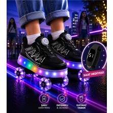 Rimex Garantili Üst Kalite Çocuk Patenli Ayakkabı Işıklı 4 Teker Kaykay Sneaker Rahat Dayanıklı Ayakkabı