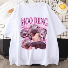  Tayland Yılında Moo Deng Bouncy Domuz Bebek Komik Meme T-Shirt Erkekler Kadınlar Kawaii T-Shi