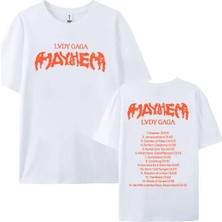  Beyaz Tees Şarkıcı Lady Gaga Mayhem Baskı Leri Yaz Unisex Sokak Hip Hop Raha