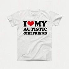  Otistik Kız Arkadaşımı Seviyorum Erkek Arkadaşı T Shirt Eşleşen Çiftler T-Shirt Onun ve Onun 2905