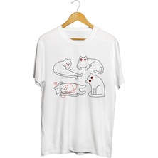  Yaramaz Kedi Baskılı Unisex Tişört