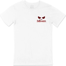  Happy Hallowen Cep Logo Tasarımlı Beyaz Tişört