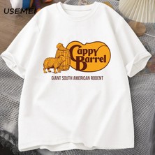  Cappy Varil Capybara T-Shirt Erkekler Yaz Pamuk Kısa Kollu Rahat Grafikli Tişört Erkek Giysil 2998