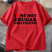  Ben Benim Sıcak Cougar Kız Arkadaşı T-Shirt Erkekler Komik Benim Gf Bir Cougar Baskılı T Shir