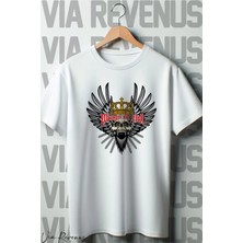  Wings Of Hell Baskılı Beyaz Oversize T-Shirt
