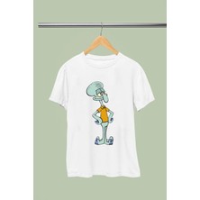  Sünger Bob Baskılı Pamuklu Kısa Kollu Regular Kalıp Genç ve Çocuk Tshırt