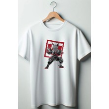  Attack On Titan Anime Baskılı Oversize Bisiklet Yaka Beyaz Tshirt