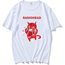  Beyaz Radiohead Sevimli Şeytan Ağlama Tshirt Bant Rock Komik Müzik Albümü Baskı