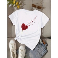  Aşk Baskılı T-Shirt, Yaz ve Bahar Için Kısa Kollu