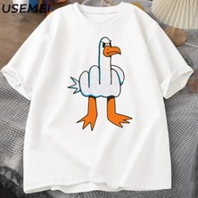 Mens Komik Tişört Kaba Martı Grafik Tee Rahat Pamuk Kısa Kollu O Boyun T Shirt Streetwear Mod
