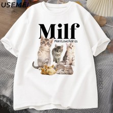  Mılf Adam Kedileri Seviyorum Cottagecore Kediler T Shirt Erkekler Kadınlar Için Kedi Sevgilis 2921