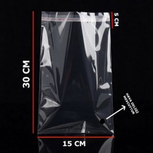 Hg Ambalaj 100 Adet 15X30 cm Bantlı Yapışkanlı Şeffaf Opp Jelatin Poşet ( 15X25+5 Cm)