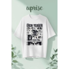  Eren Yeager Attack On Titan Baskılı Pamuklu Oversize T-Shirt