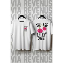  You Are Cherry Special Baskılı Bisiklet Yaka Bol Kesim %100 Pamuk Unisex Tshirt
