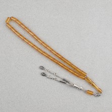 Lapisdo Sıkma Kehribar Kesme Kesim Alpaka Püsküllü 6X10MM Tesbih