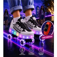 Rimex Sport Wear Garantili Üst Kalite Çocuk Patenli Ayakkabı Işıklı 4 Teker Kaykay Sneaker Rahat Dayanıklı Ayakkabı
