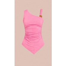 EVOA Toka Detaylı Askılı Bluz M - Pembe