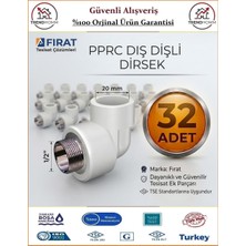 Fırat PPRC Dış Dişli Dirsek - 20x1/2'' - 32 Adet