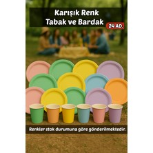 Empressco 48 Parça Renkli Piknik Seti, Tabak ve Bardaklar, Parti ve Piknik Için