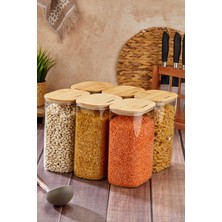 Cooker 6'lı 2.5 Litre Borosilikat Cam Bambu Kapaklı Kavanoz CKR4552