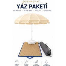 Düvenci Toptan Plaj Yaz Paketi, Şemsiye+Hasır Mat+Bidon+Kılıf