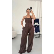 EVOA Askılı Korse ve Bol Paça Takım S - Kahverengi