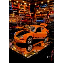 Oyuncak Sahili Porsche 911 Klasik Metal Araba 12.8cm Kapı Bagaj Motor Kaputu Açılır Çekbırak Işıklı Sesli Model Metalic Orange