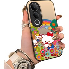HONTINGA Vivo V50 Lite ile Uyumlu Kılıf Silikon Kenar Sert Arka Kamera Koruyucu Basitlik Anti Düşme Kamera Korumalı Kitty Desen Couple Telefon Kılıfı Kadın ve Erkek Için Uygundur K1-1608