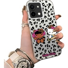 HONTINGA Vivo Y28 ile Uyumlu Kılıf Silikon Kenar Sert Arka Kamera Koruyucu Basitlik Anti Düşme Kamera Korumalı Kitty Desen Couple Telefon Kılıfı Kadın ve Erkek Için Uygundur K1-1607