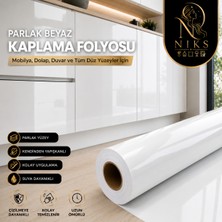 Niks Home Parlak Beyaz Kendinden Yapışkanlı Parlak Pvc Kaplama Folyosu