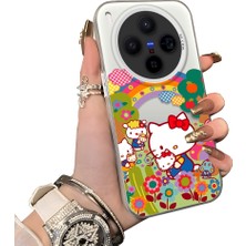 HONTINGA Vivo X300 ile Uyumlu Kılıf Silikon Kenar Sert Arka Kamera Koruyucu Basitlik Anti Düşme Kamera Korumalı Kitty Desen Couple Telefon Kılıfı Kadın ve Erkek Için Uygundur K1-1608