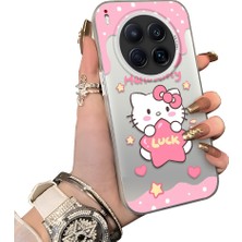 HONTINGA Tecno Camon 40 Premier 5g ile Uyumlu Kılıf Silikon Kenar Sert Arka Kamera Koruyucu Basitlik Anti Düşme Kamera Korumalı Kitty Desen Couple Telefon Kılıfı Kadın ve Erkek Için Uygundur K1-1604