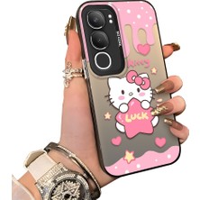 HONTINGA Vivo Y19S ile Uyumlu Kılıf Silikon Kenar Sert Arka Kamera Koruyucu Basitlik Anti Düşme Kamera Korumalı Kitty Desen Couple Telefon Kılıfı Kadın ve Erkek Için Uygundur K1-1604