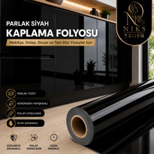 Niks Home Parlak Siyah Kendinden Yapışkanlı Parlak Pvc Kaplama Folyosu