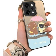 HONTINGA Oppo Reno 14 Pro 5g ile Uyumlu Kılıf Silikon Kenar Sert Arka Kamera Koruyucu Basitlik Anti Düşme Kamera Korumalı Karikatür Desen Couple Telefon Kılıfı Kadın ve Erkek Için Uygundur K1-1606