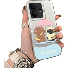 HONTINGA Vivo V60 Lite 5g ile Uyumlu Kılıf Silikon Kenar Sert Arka Kamera Koruyucu Basitlik Anti Düşme Kamera Korumalı Karikatür Desen Couple Telefon Kılıfı Kadın ve Erkek Için Uygundur K1-1606