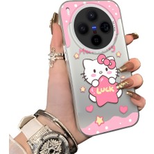HONTINGA Vivo X300 ile Uyumlu Kılıf Silikon Kenar Sert Arka Kamera Koruyucu Basitlik Anti Düşme Kamera Korumalı Kitty Desen Couple Telefon Kılıfı Kadın ve Erkek Için Uygundur K1-1604